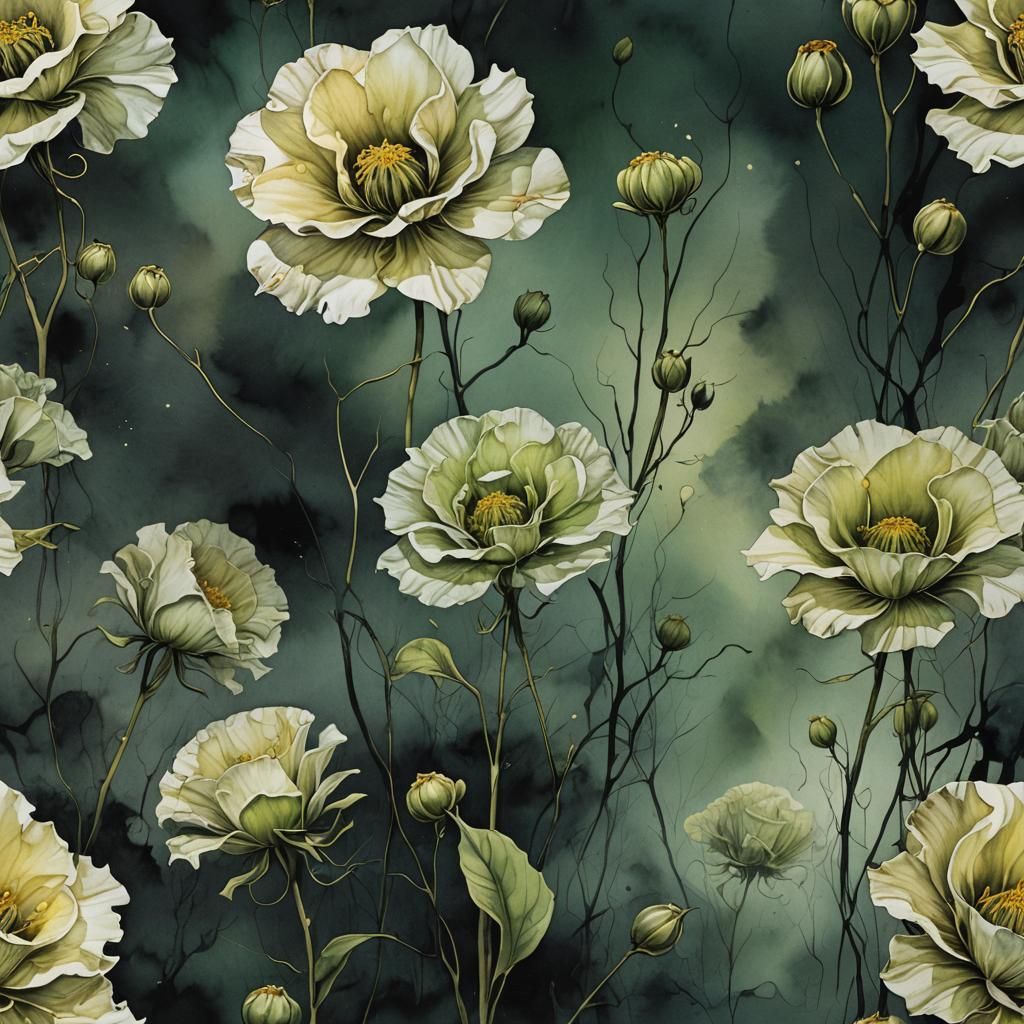 Surreal Macabre Flower in Eerie Landscape