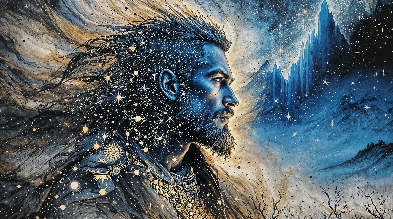 Sami Shaman Connects with Celestial Forces in a Cosmic Arcti...