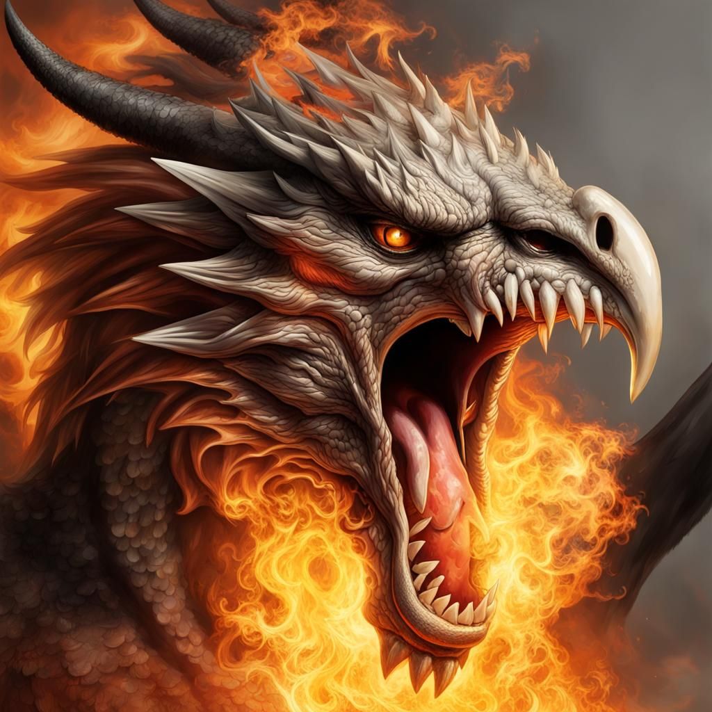 Realistic Fire-Breathing Hybrid Creature