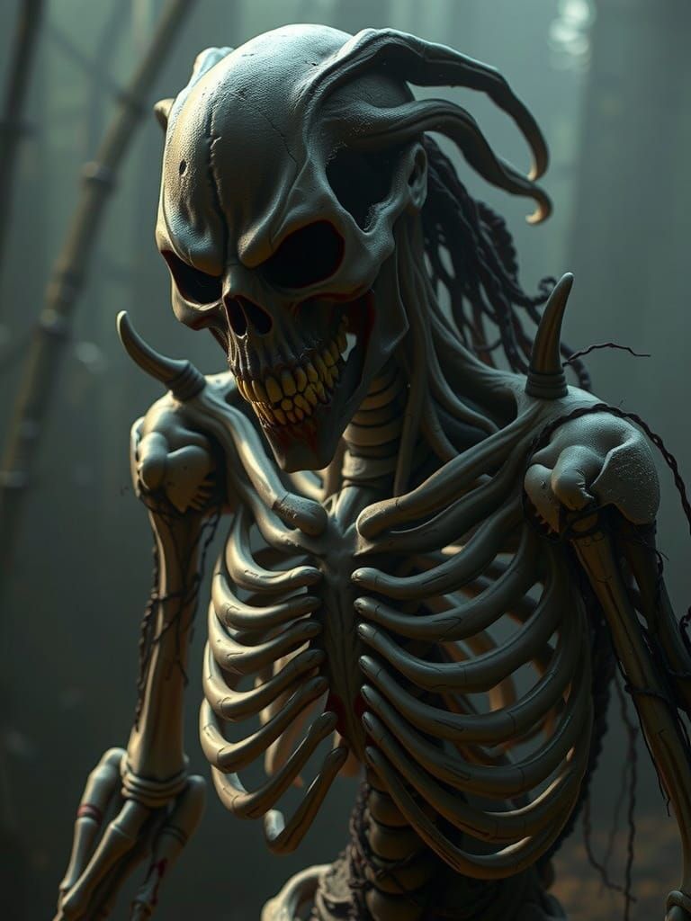 Horrific Wendigo-Walker Hybrid with Twisted Bones