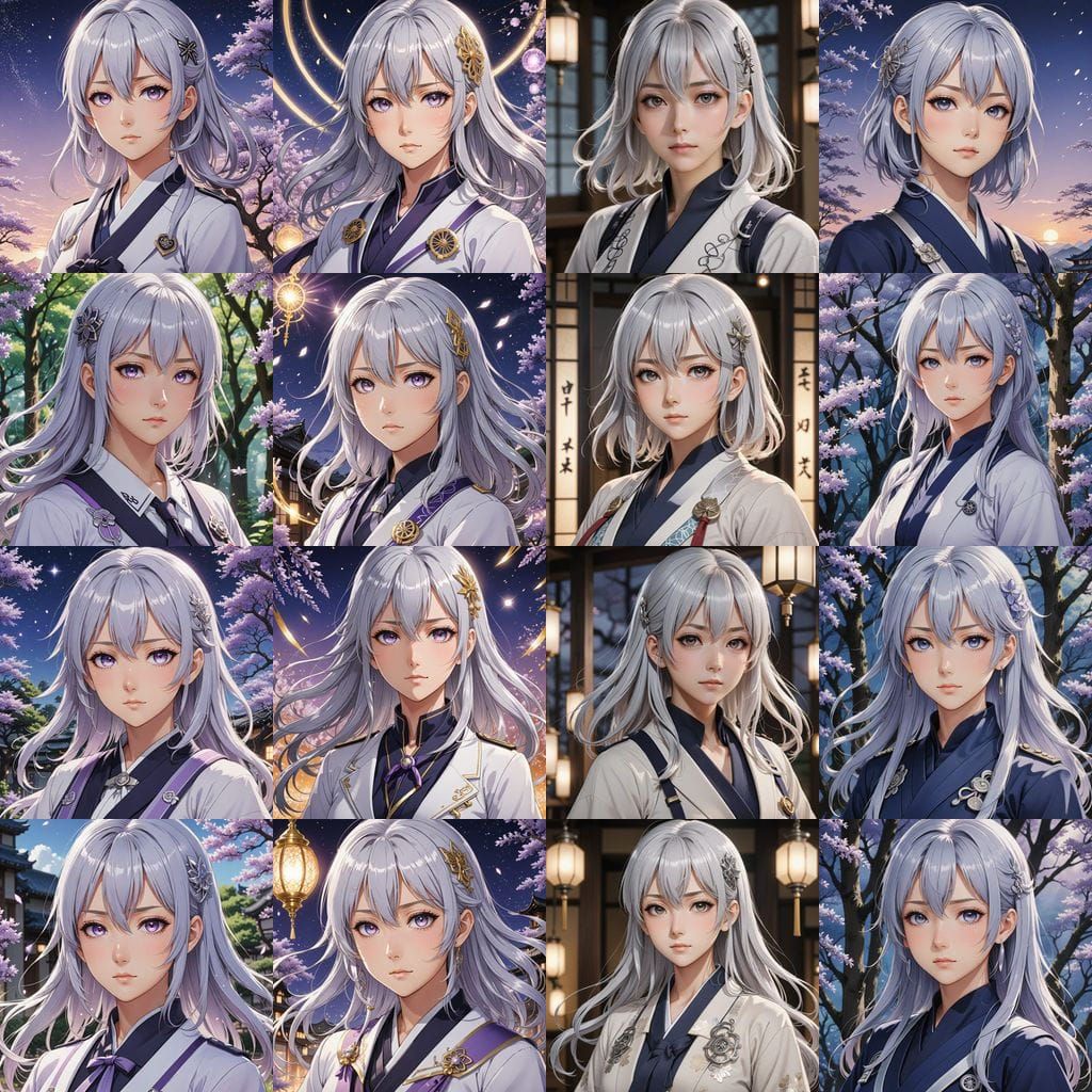 Ethereal Anime Character with Hourglass Kimono