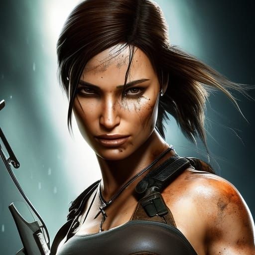 Lara Croft Portrait in Hyperrealistic Digital Art