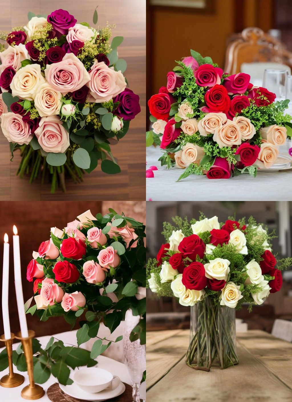 Romantic Roses Bouquet on Table