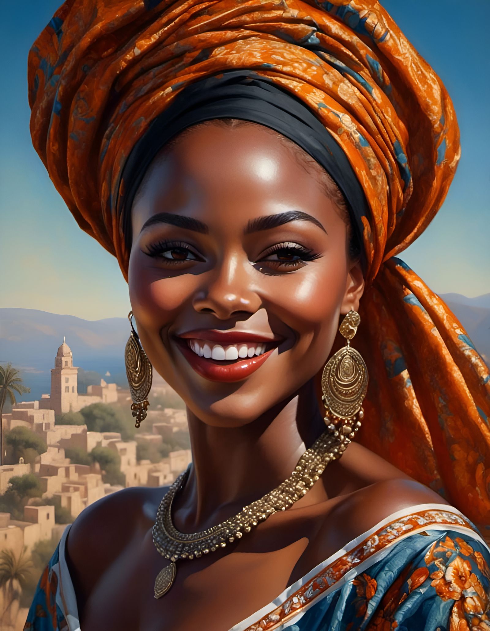 Beautiful African Woman Portrait in Traditional Dress