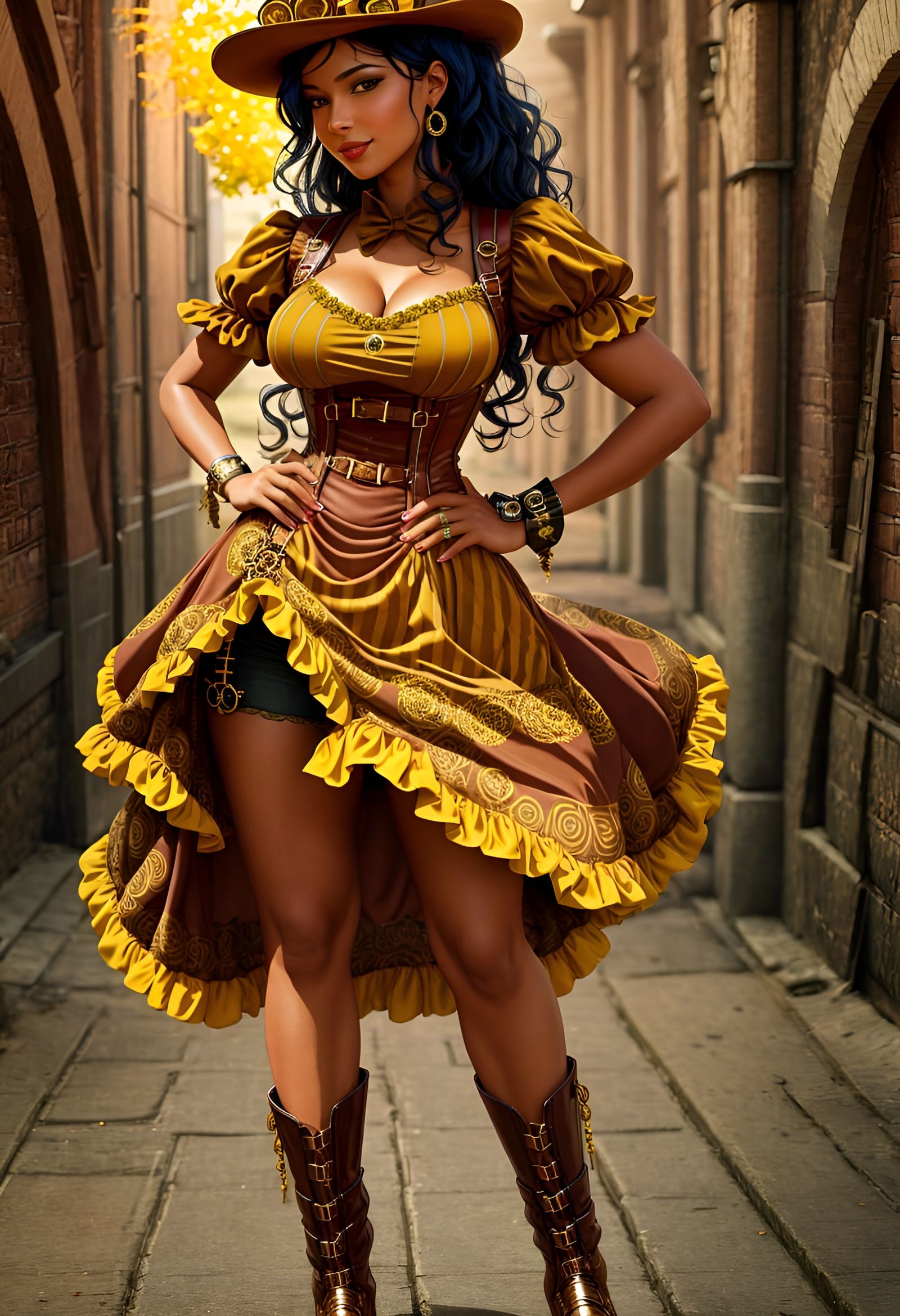 Steampunk Girl with Braided Hair and Goggles