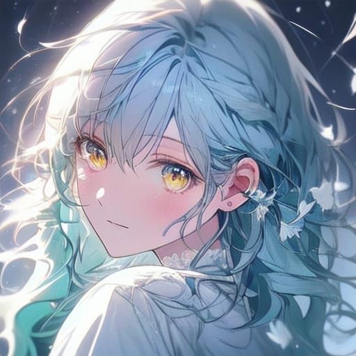 Surreal Anime Portrait with Pastel Colors and Soft Focus