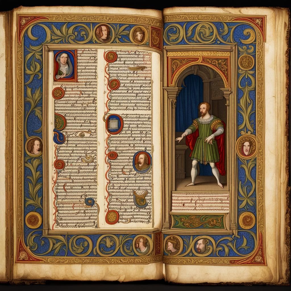 Illuminated Manuscript Page from Shakespeare Tragedies
