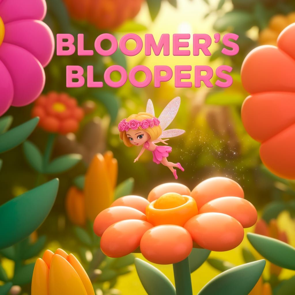 Whimsical Garden of Oversized Blooms in Vibrant 3D Style