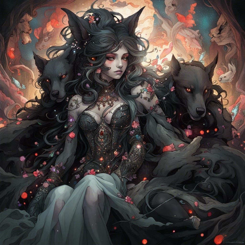 Canine Lord of Chaos in Dark Fantasy Style