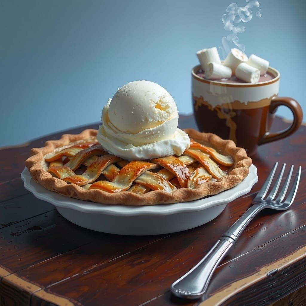 Apple Pie and Hot Chocolate Still Life