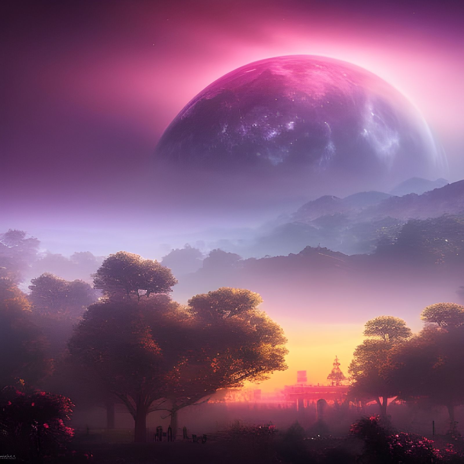 Fantasy Night Sky Digital Matte Painting