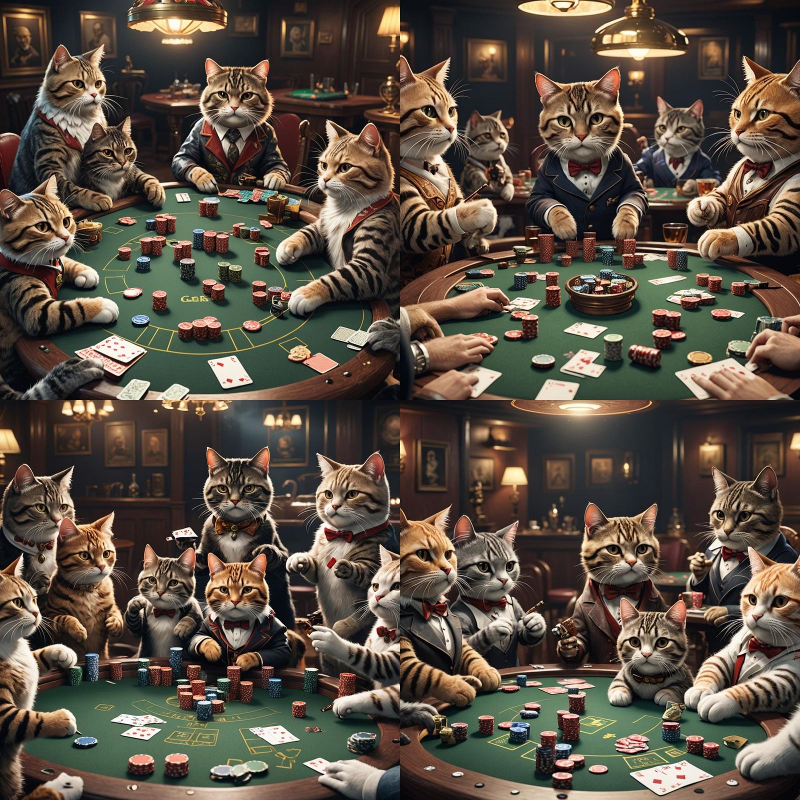 Cats Playing Poker in a Cinematic 3D Render