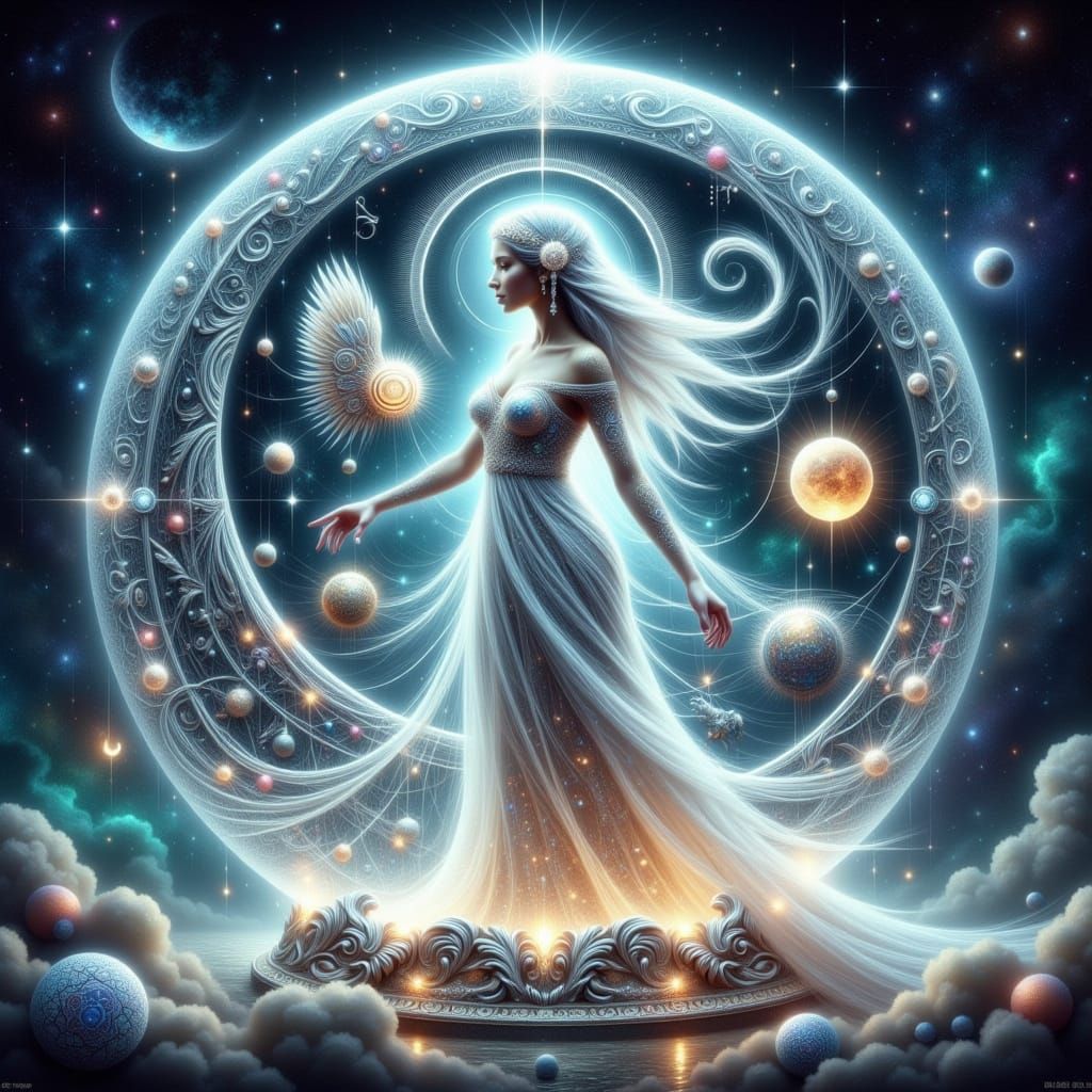 Ethereal Zodiac Goddess in Delicate Glass Sphere