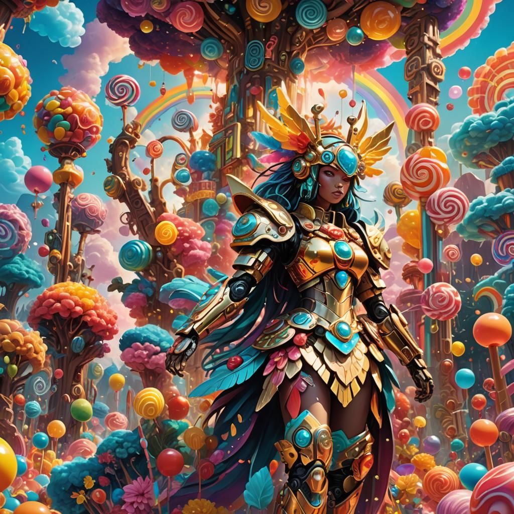 Mecha Girl in Candyland: Manga-Style Digital Art