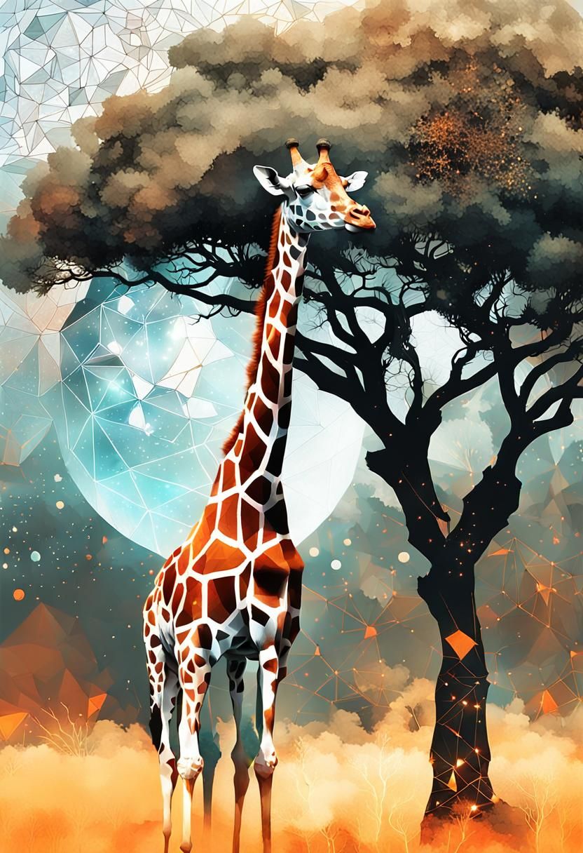 Ghostly Giraffe Portrait in Intricate Digital Art