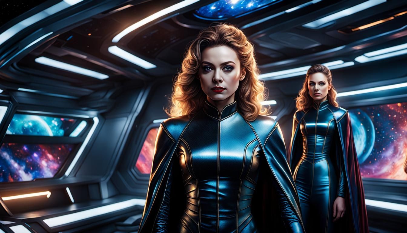 Futuristic Star Trek Uniform on Starship Bridge