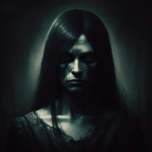 Dark Fantasy Demonic Woman Portrait in Surrealist Style