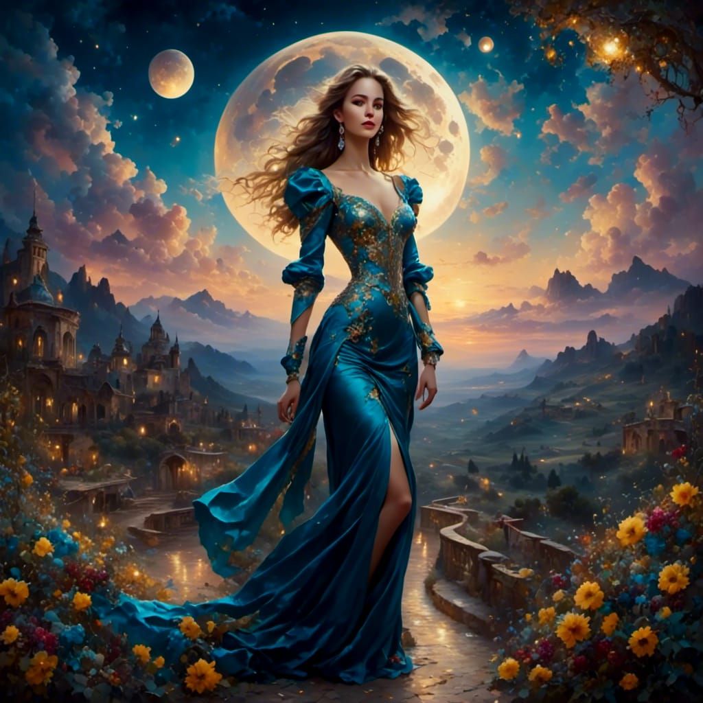 Purple Fantasy Moonlit Landscape