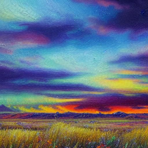 Impressionist Landscape on Painter's Palette in Fantasy Art