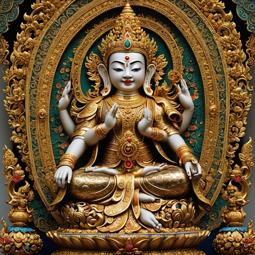 Elegant Nang Kwak Deity with Golden Orb