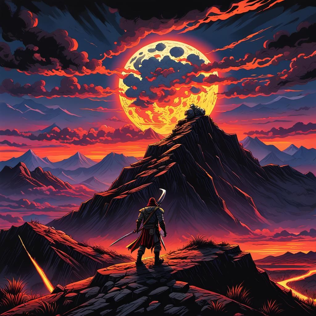 Lone Warrior Faces Dark Army at Sundown