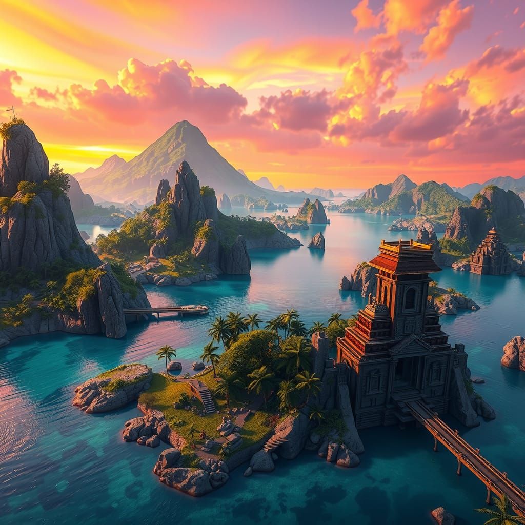 Tropical Islands with Ancient Ruins in High Definition