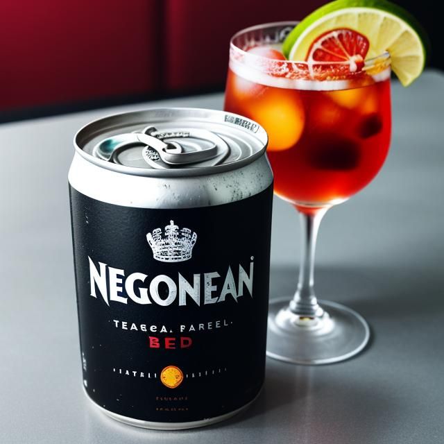 Negroni Cocktail Still Life with Branded Can