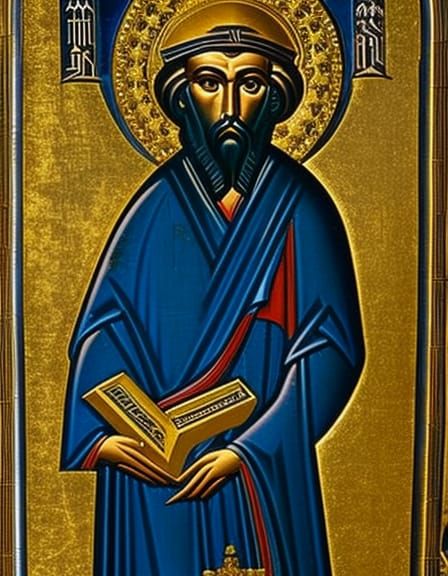 Byzantine Icon of John Wycliffe with Bible