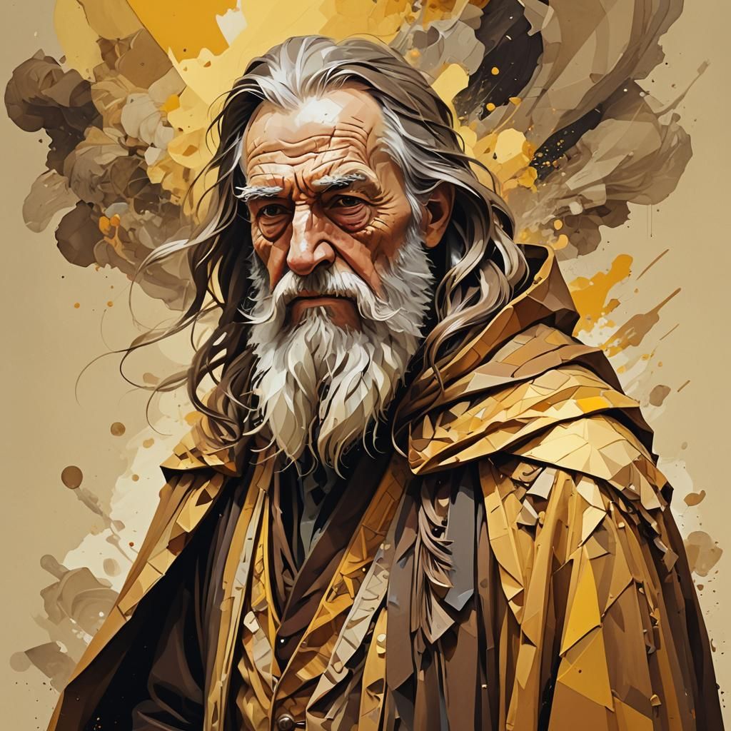 Mannerist Old Man in Gouache with Warm Colors