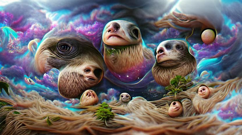 Surreal Photorealistic Planet of the Sloths