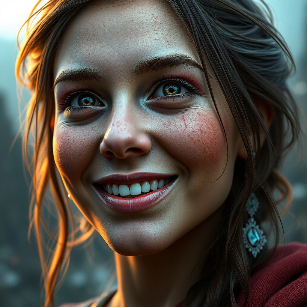 Radiant Woman with Scars: 8k Fantasy Concept Art