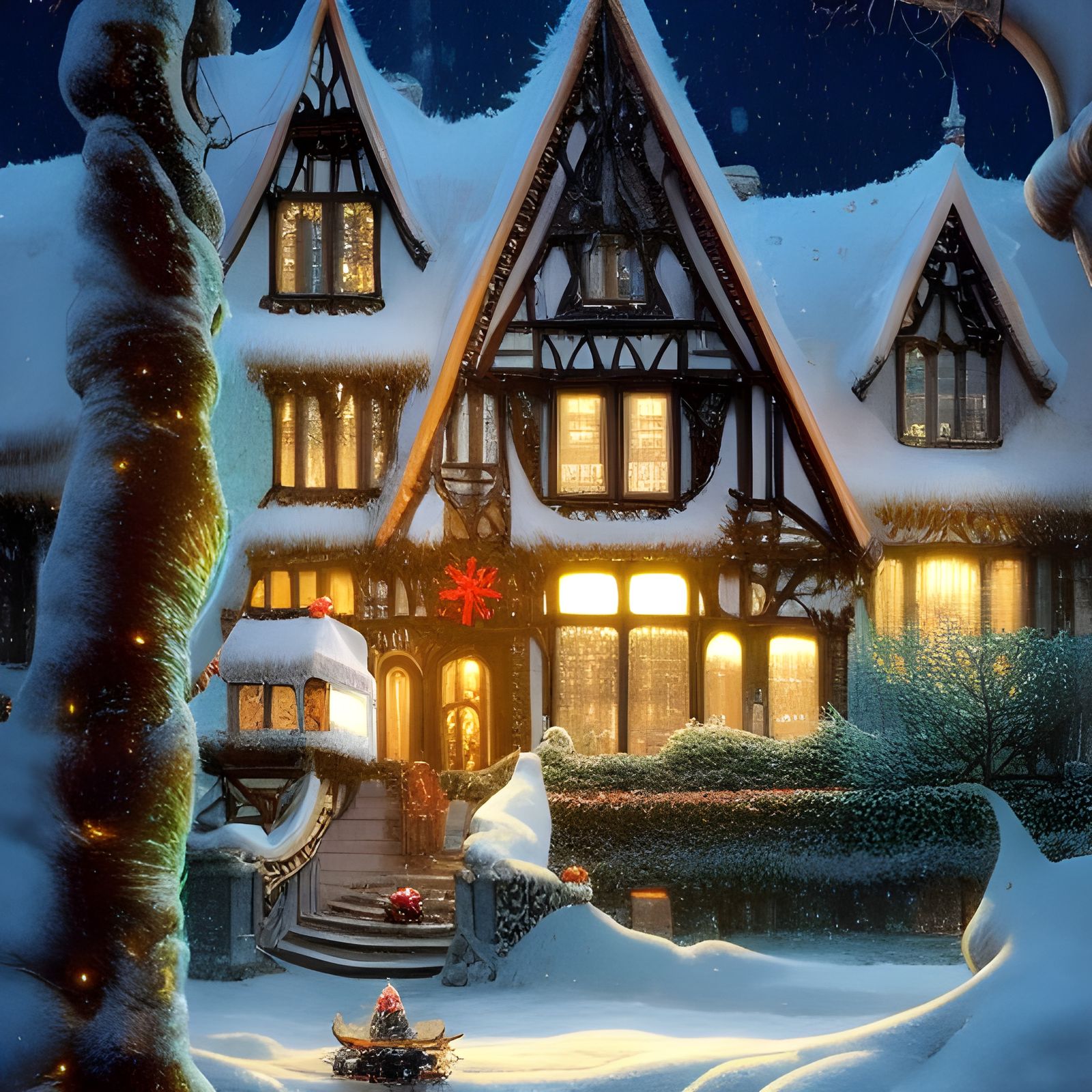 Winter Tudor Mansion