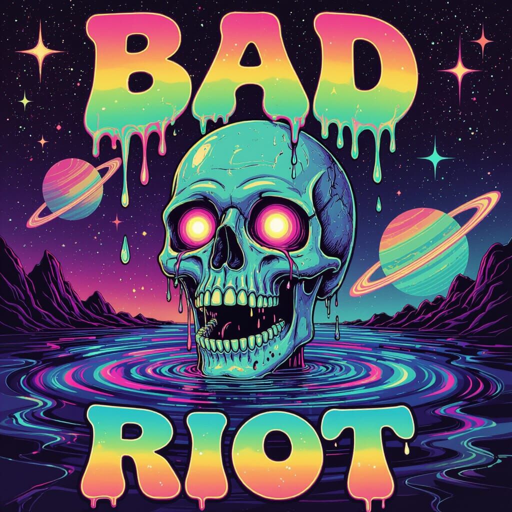 Melting Alien Skull Cosmic Horror Sci-Fi Poster