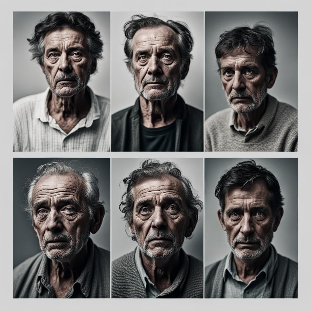 Contrasting Portrait Reflecting Life's Stages