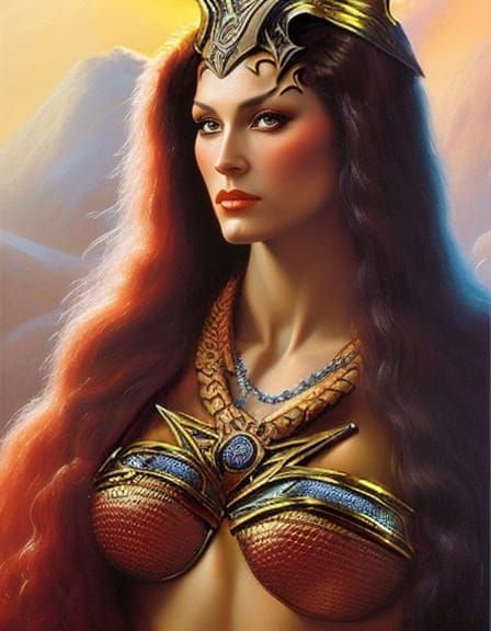 Fantasy Druid Portrait in Oil Painting Style