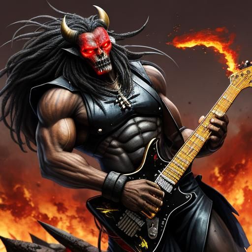 Heavy Metal Demon Engulfed in Flames