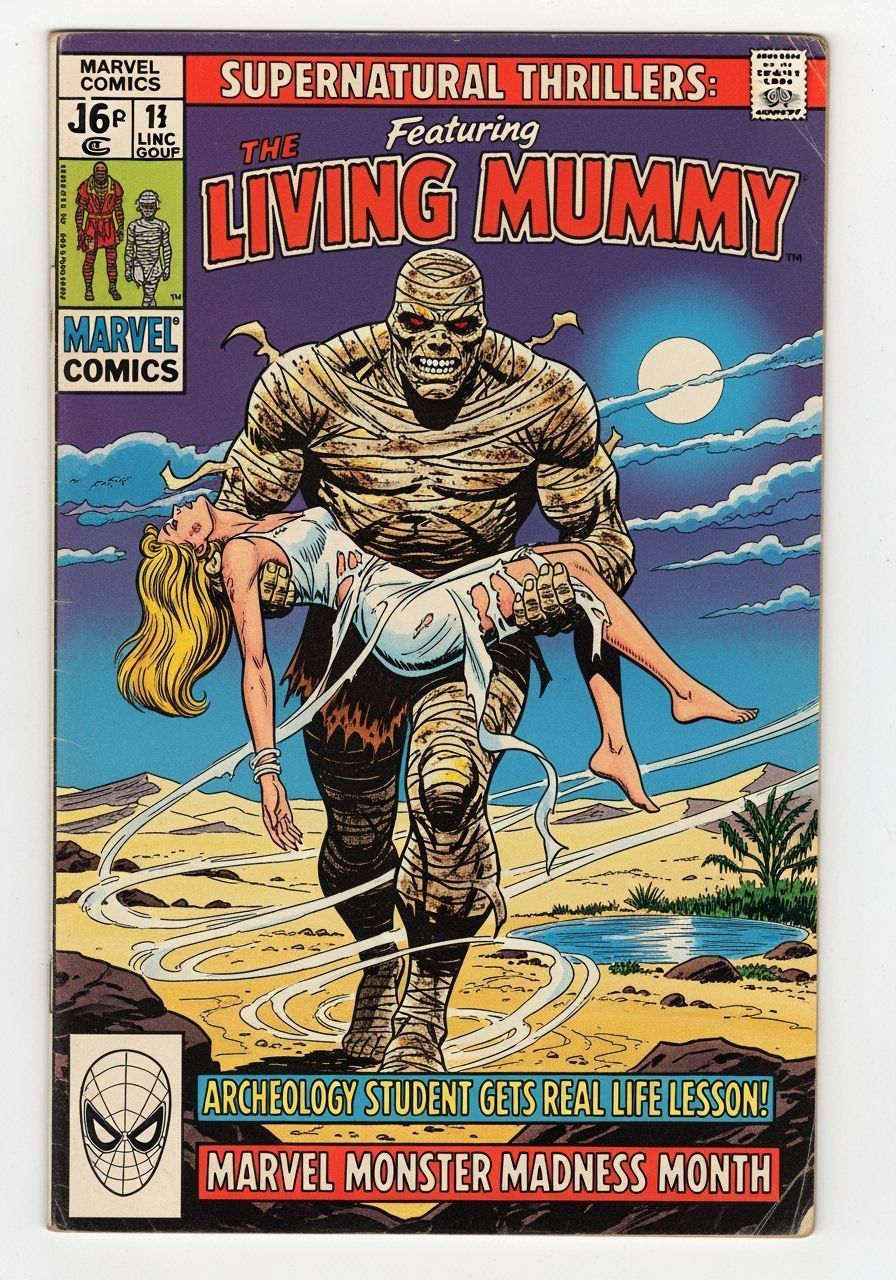 Retro Comic Cover: The Living Mummy's Desert Rescue