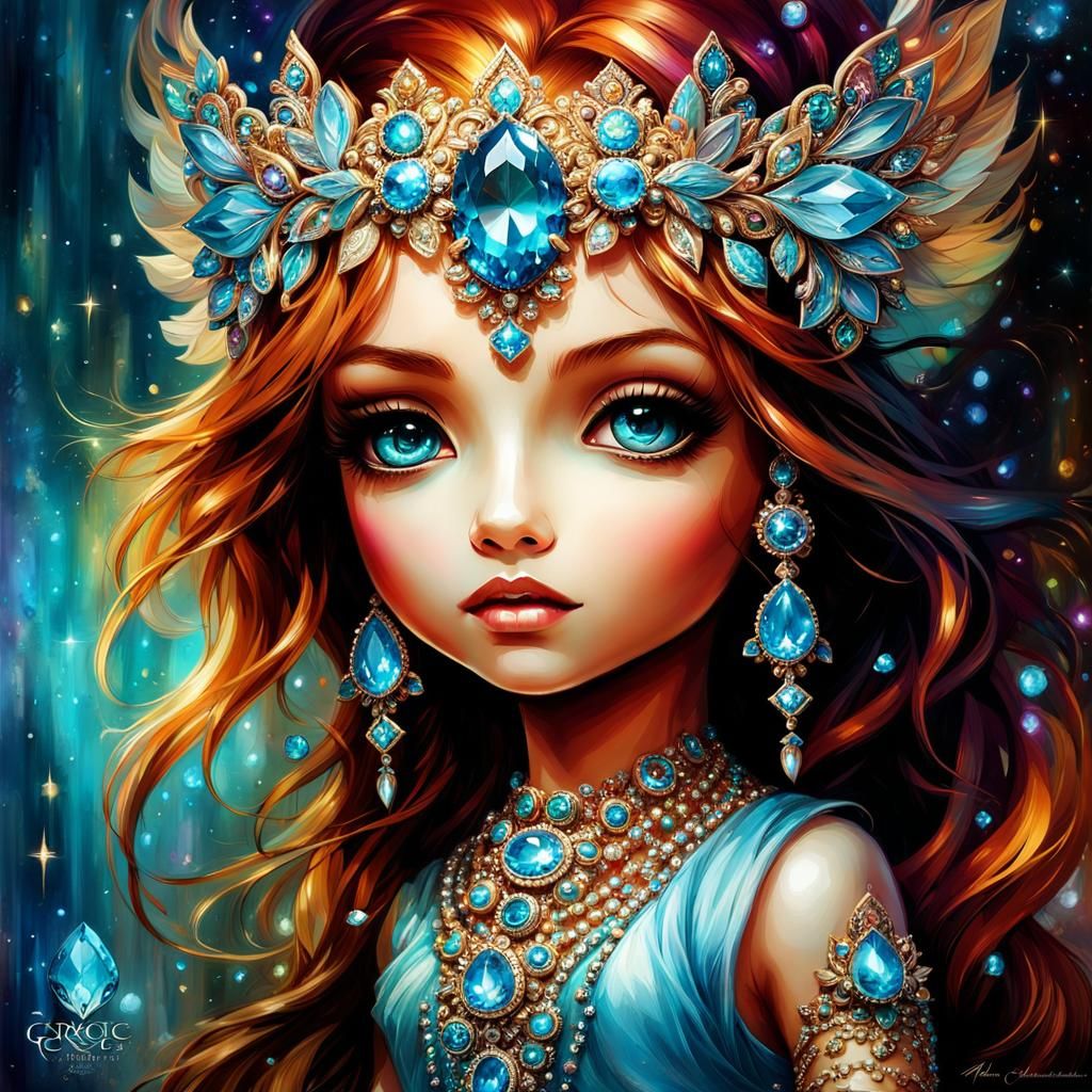 Chibi Zircon Goddess with Gemstones