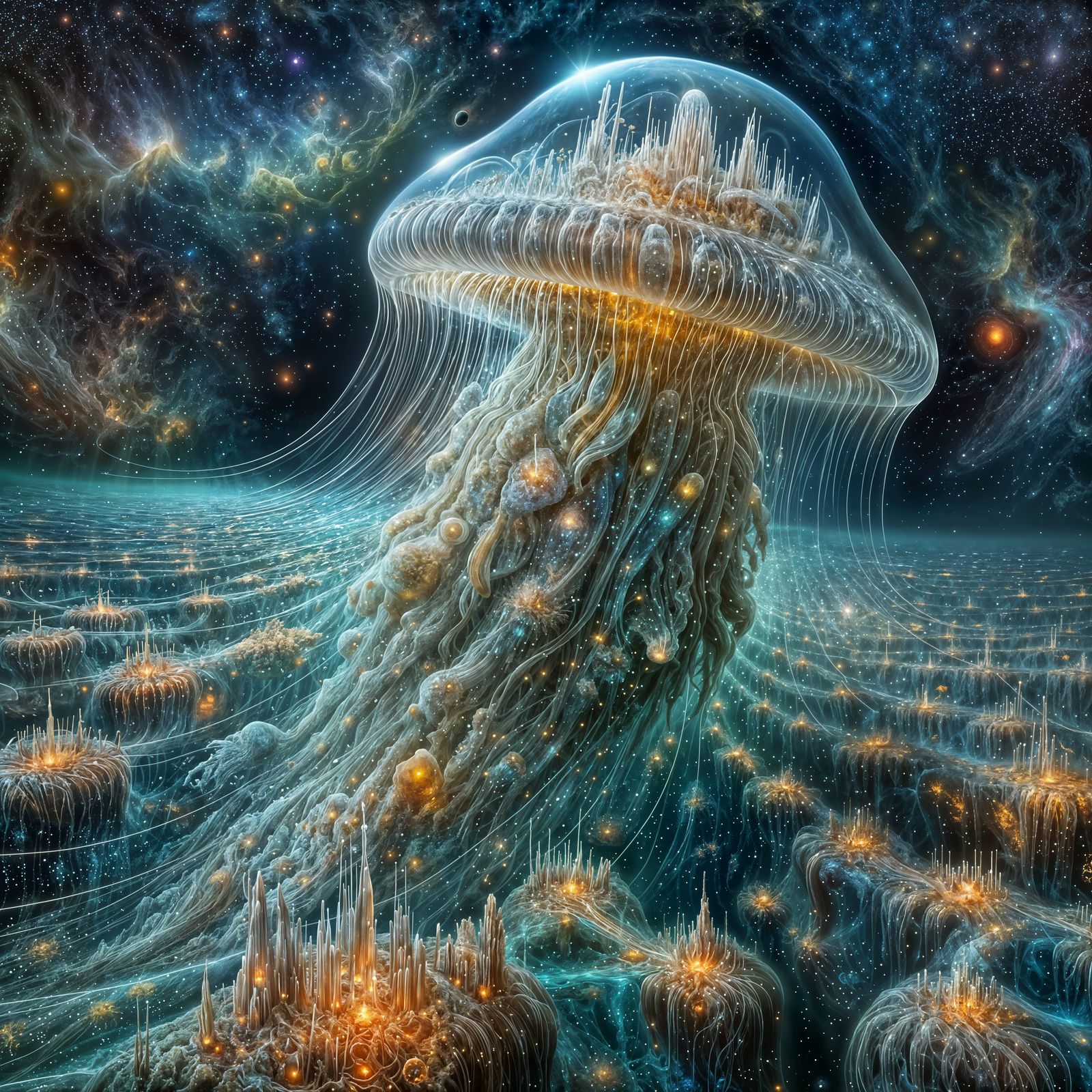 Cosmic Jellyfish Drifting Through Reality Layers