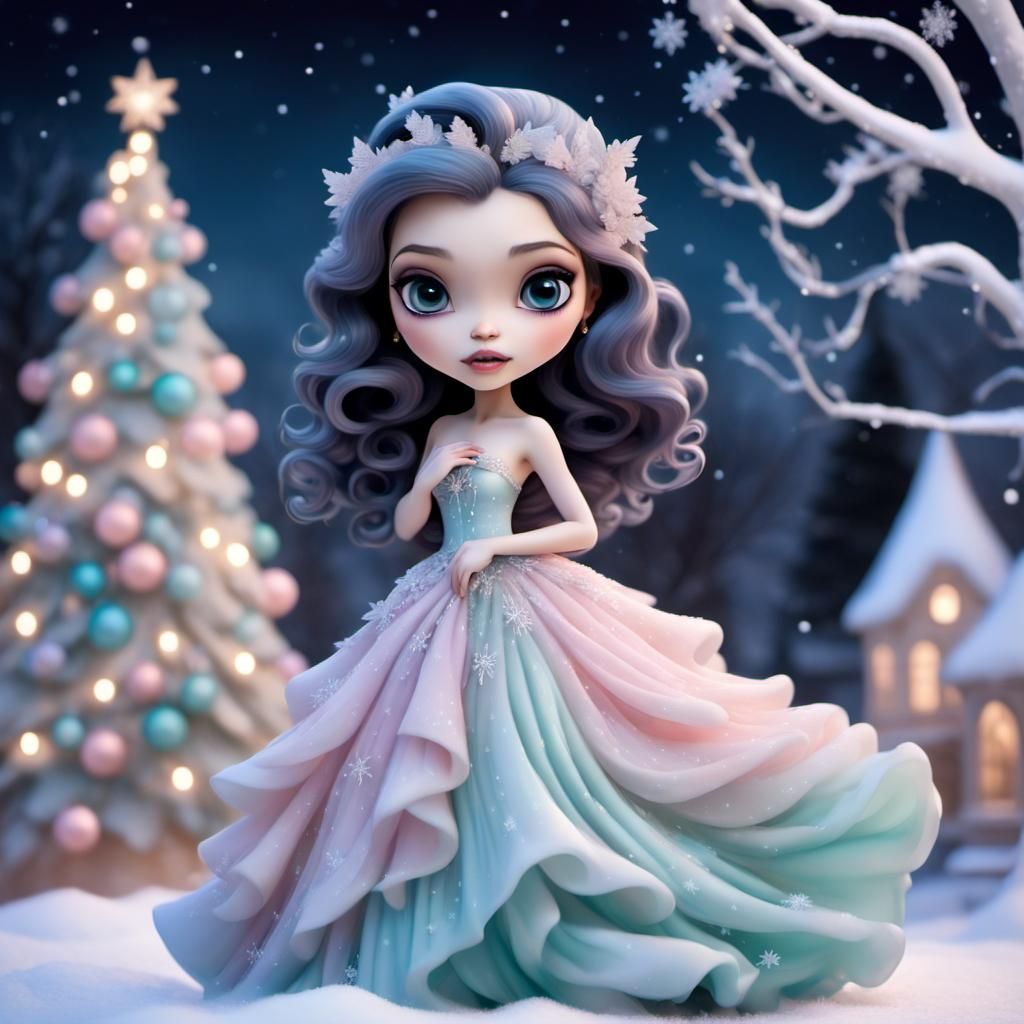 Disney Pixar style 3D stunningly beautiful woman Christmas s...