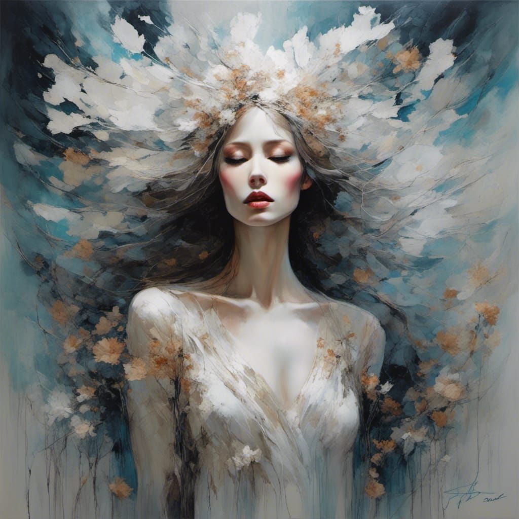 Girl with Flower Portrait in Amanda Blake Style