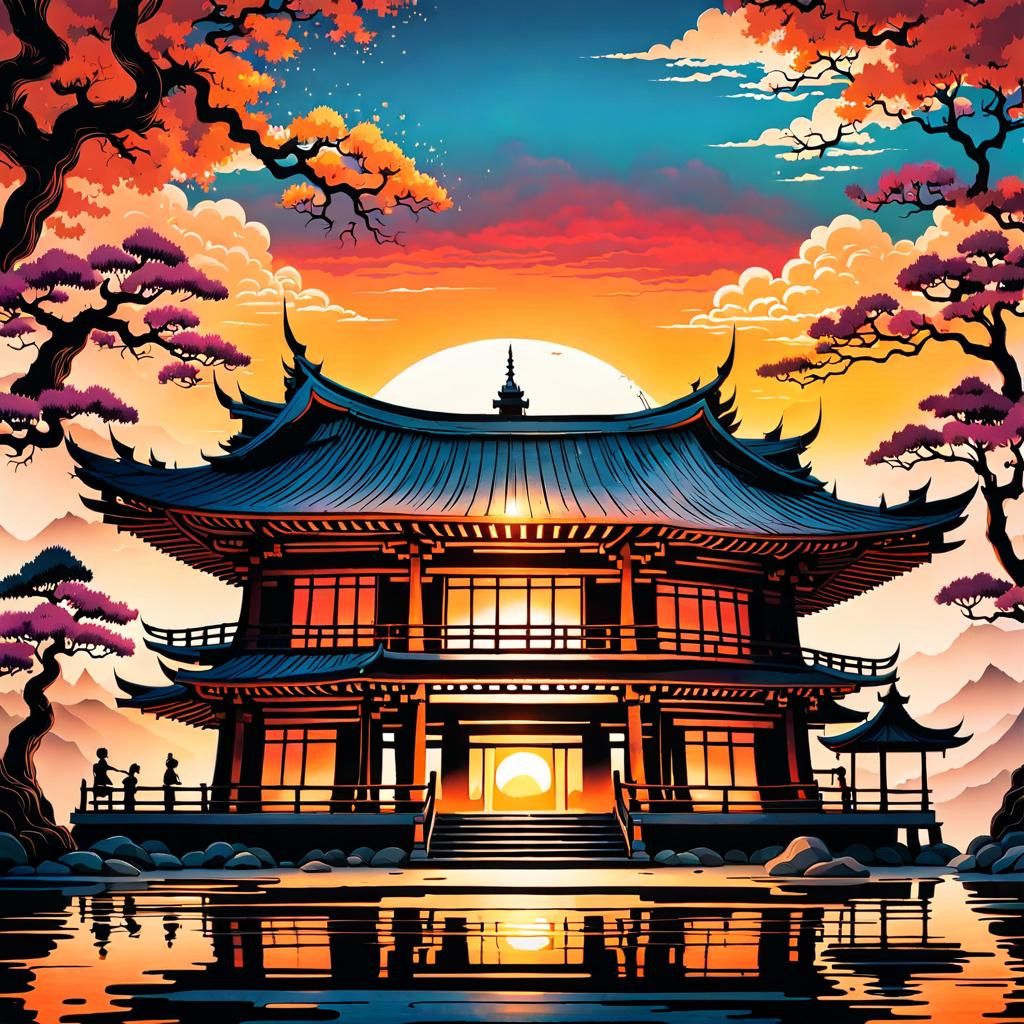 Detailed Japanese Temple in Asian Style