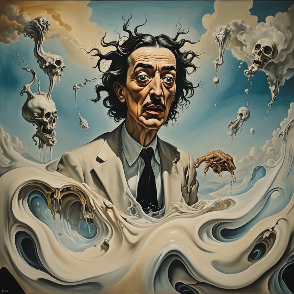 Surreal Melting Hysteria: A Dali-esque Oil Painting