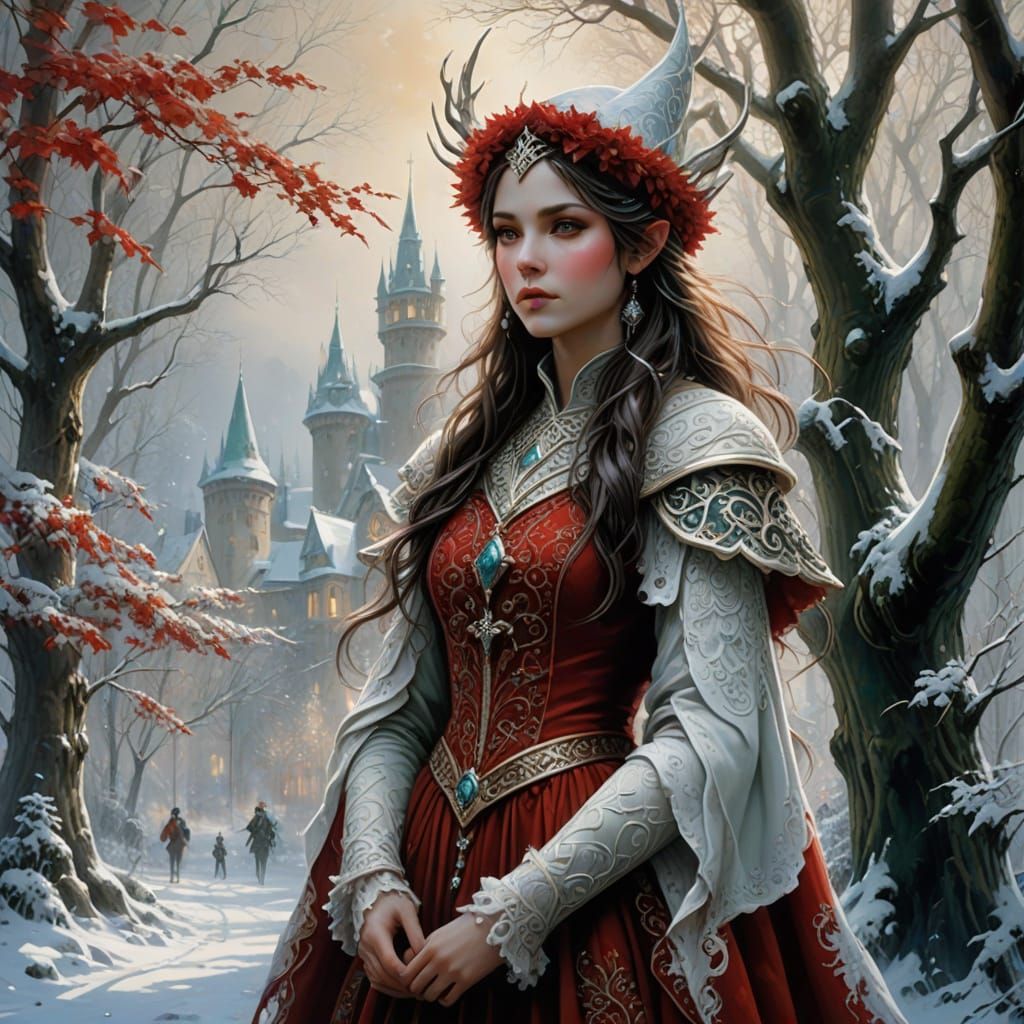 Fantasy Elf in Winter Wonderland, Karol Bak Style