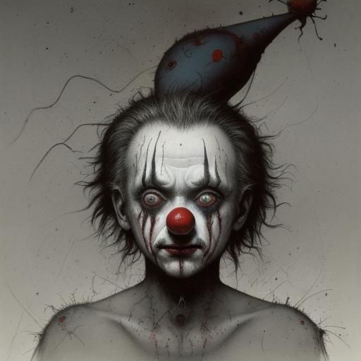 Horrific Clown in Surrealist Style
