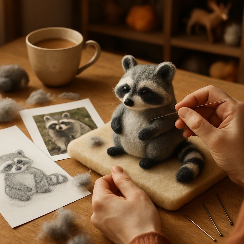 Crafting a Needle Felted Raccoon Soft Sculpture