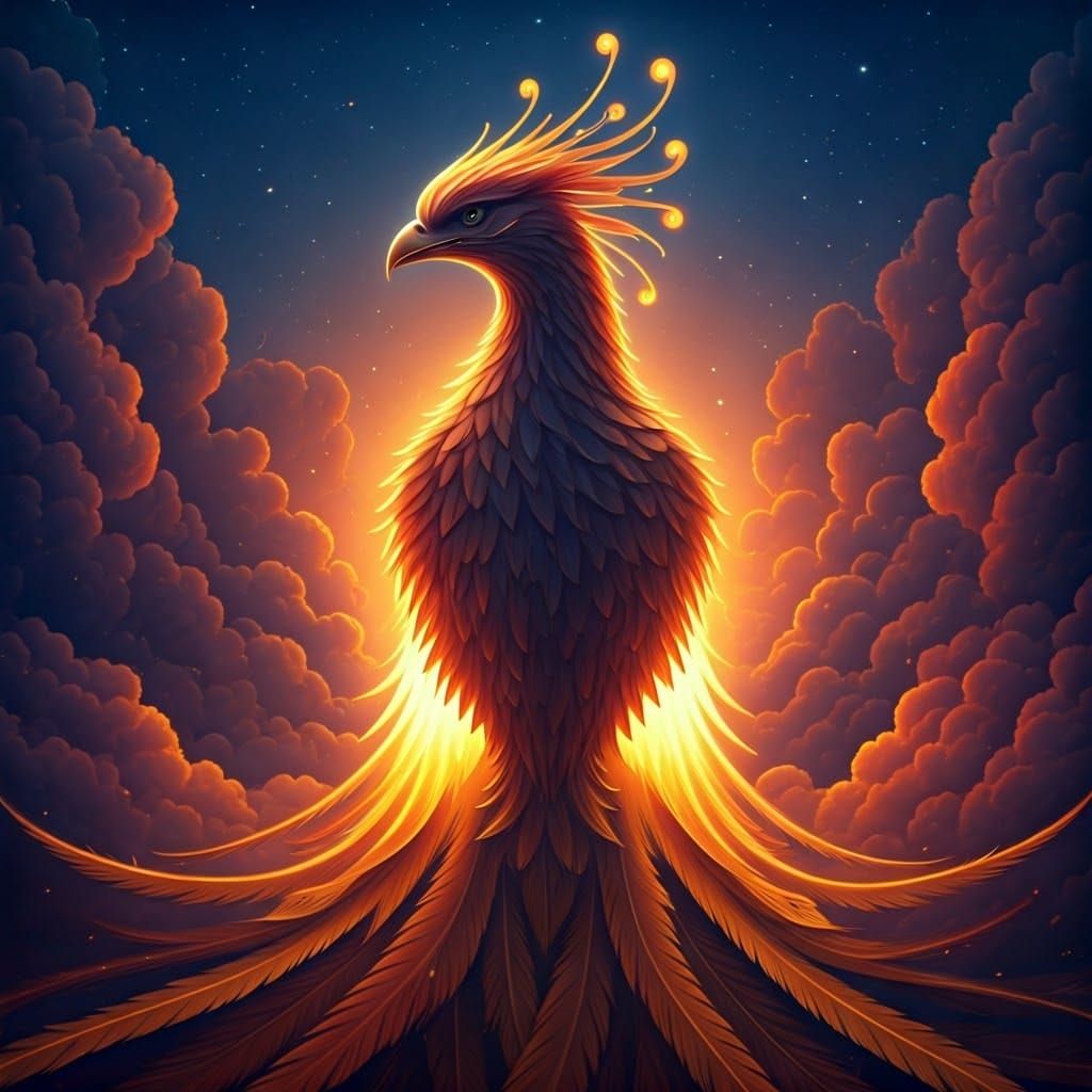 Mystical Phoenix in a Surreal Landscape