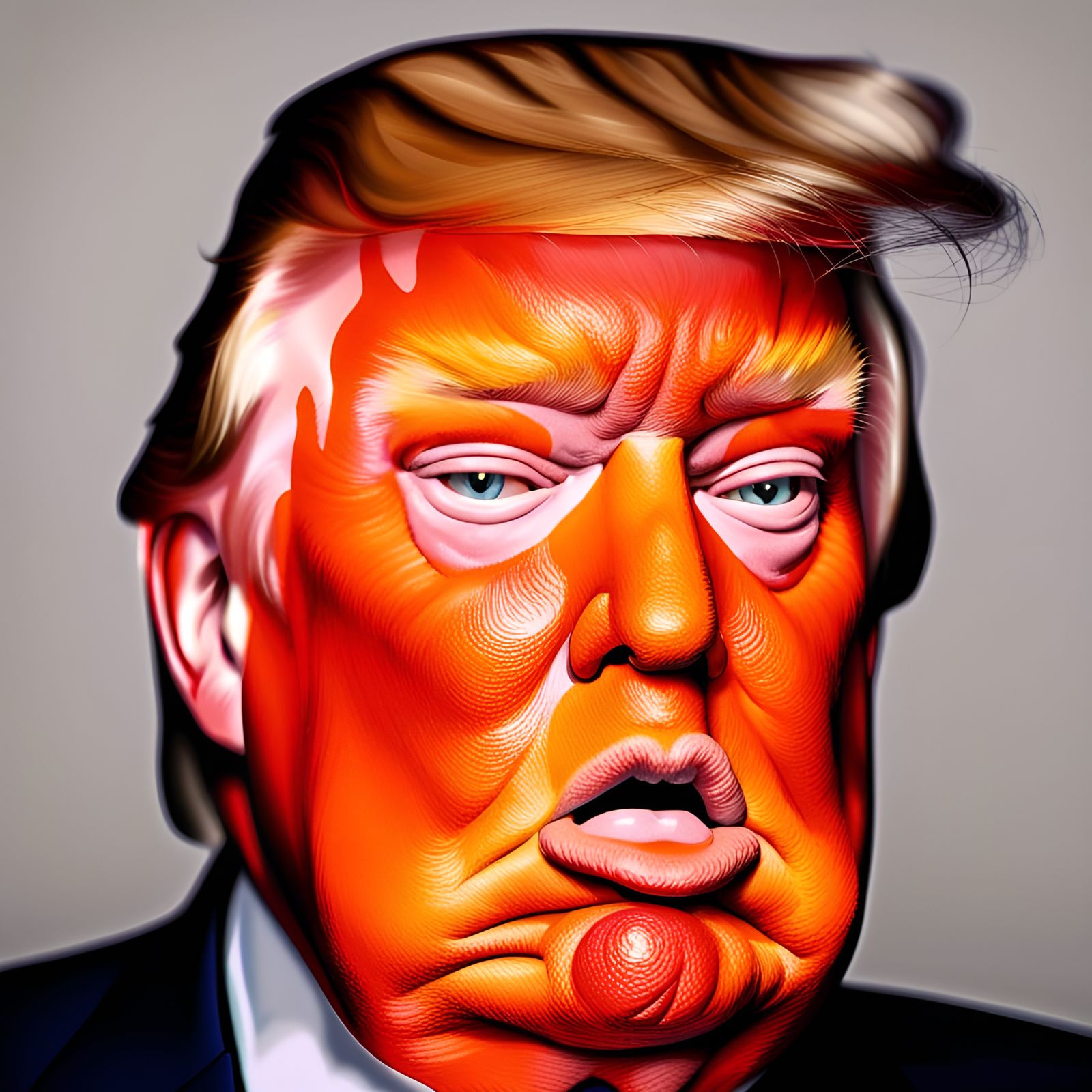 Obese Elderly Man with Orange Makeup