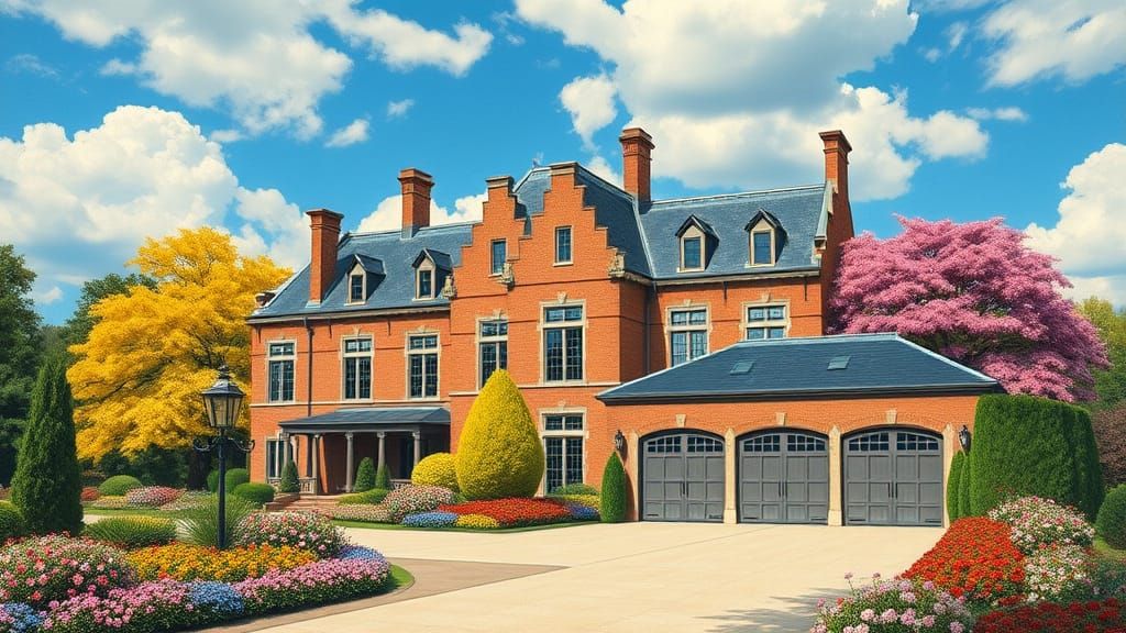 Elegant Chateau Surrounded by Vibrant Gardens