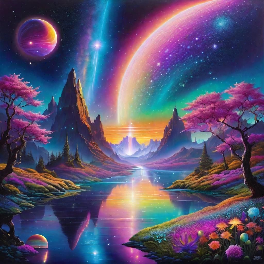 Iridescent Zen Fantasy Landscape in Hyperrealism
